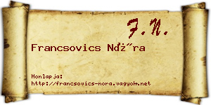 Francsovics Nóra névjegykártya